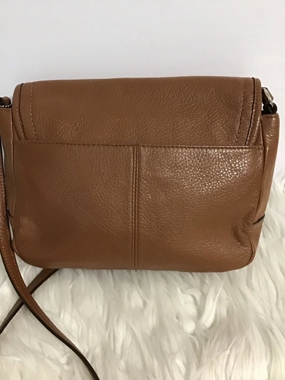 COACH Leather Flap Crossbody Bag Brown Pebble Leather Silver Hardware EUC